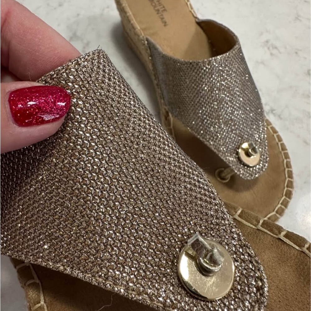 White Mountain Metallic Espadrille Sandals - Picture 3 of 5